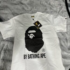 Bape White Tee with Black Ape Graphic